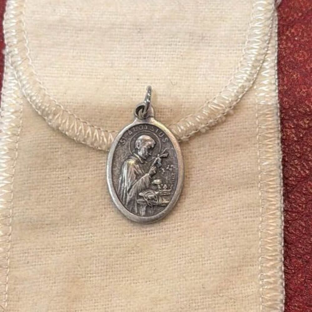 Vintage St Aloysius Gonzaga Medal Italian Catholic Heritage Memento Mori Pendant